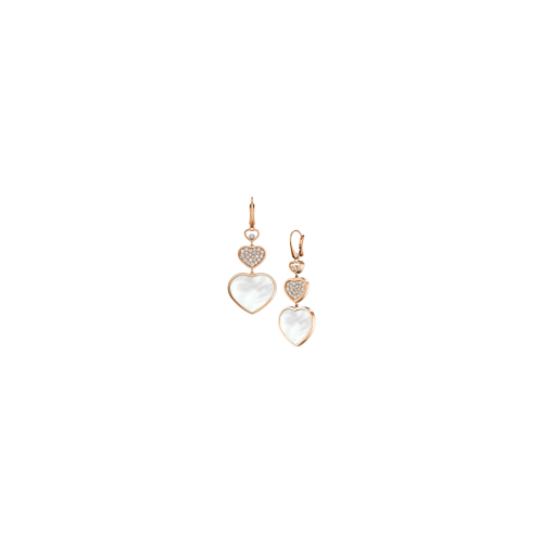 CHOPARD - ORECCHINI HAPPY HEARTS, ORO ROSA ETICO, DIAMANTI, MADREPERLA - 837482-5316