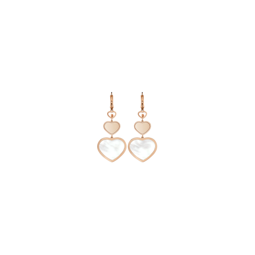 CHOPARD - ORECCHINI HAPPY HEARTS, ORO ROSA ETICO, DIAMANTI, MADREPERLA - 837482-5316