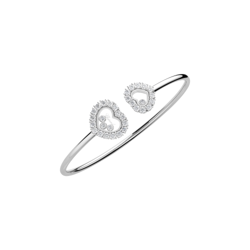 CHOPARD - BRACCIALE GIUNCO HAPPY DIAMONDS ICONS JOAILLERIE  IN ORO BIANCO ETICO, DIAMANTI - 85A615-1000