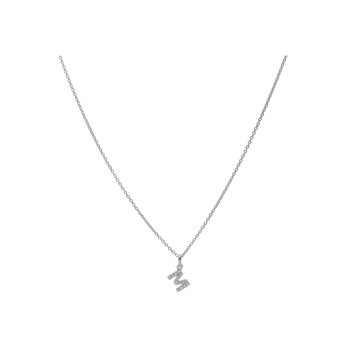COLLANA GIROCOLLO IN ORO BIANCO CON PENDENTE LETTERA 