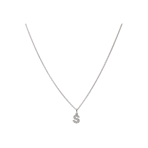 COLLANA GIROCOLLO  IN ORO BIANCO CON PENDENTE LETTERA 