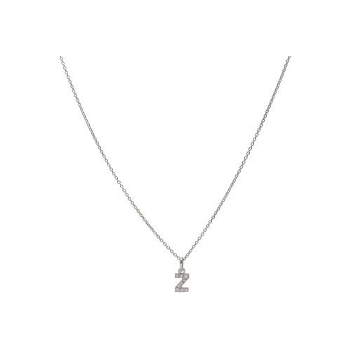 COLLANA GIROCOLLO  IN ORO BIANCO CON PENDENTE LETTERA 