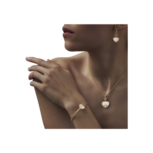 CHOPARD - PENDENTE CON CATENA HAPPY HEARTS, ORO ETICO GIALLO, DIAMANTE, MADREPERLA - 797482-0301