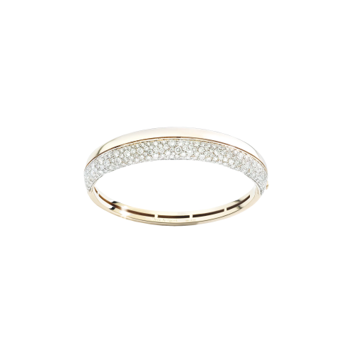 BRACCIALE TEGOLA IN ORO PALE YELLOW E DEMI PAVÉ DI DIAMANTI - DTG02BRPYDI