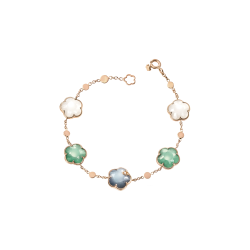 BRACCIALE PETIT JOLI LUNAIRE IN ORO ROSA CON GEMMA PEARL OF THE MOON, GEMMA LUNAR GARDEN, GEMMA LUNAR NIGHT BLUE E DIAMANTI - 16682R