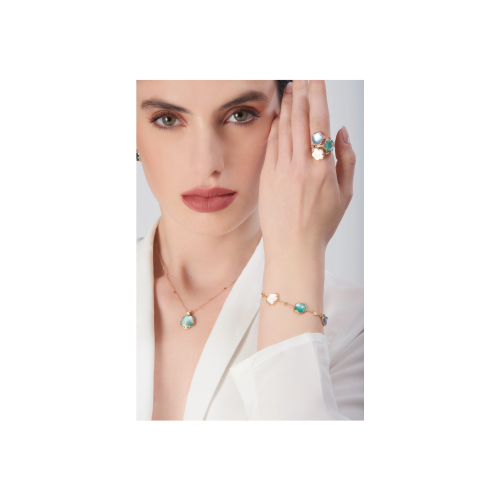 BRACCIALE PETIT JOLI LUNAIRE IN ORO ROSA CON GEMMA PEARL OF THE MOON, GEMMA LUNAR GARDEN, GEMMA LUNAR NIGHT BLUE E DIAMANTI - 16682R