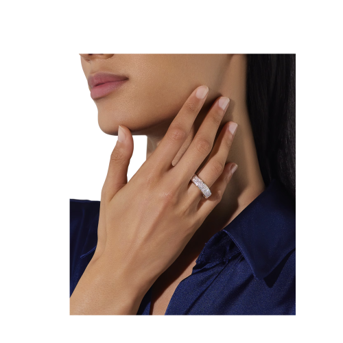 ANELLO ICONICA SLIM IN ORO ROSA E PAVÉ DI DIAMANTI - PAC4008O7WHRDB000