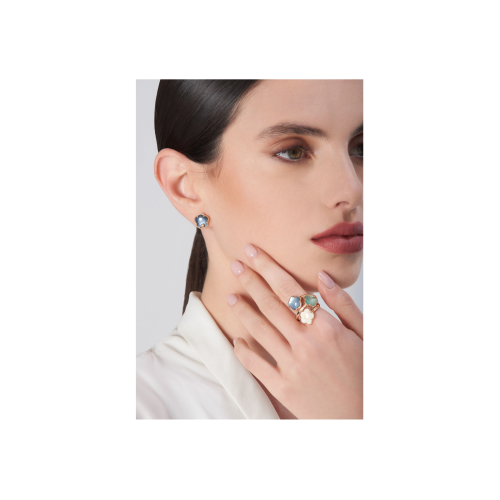 ORECCHINI PETIT JOLI LUNAIRE IN ORO ROSA CON GEMMA BLU NOTTE LUNAIRE E DIAMANTI - 16685R