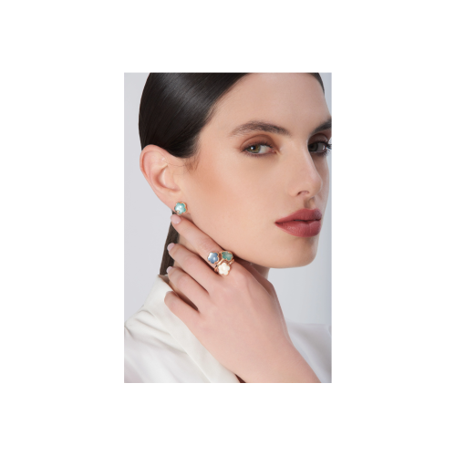 ORECCHINI PETIT JOLI LUNAIRE IN ORO ROSA CON GEMMA GARDEN LUNAIRE E DIAMANTI - 16684R