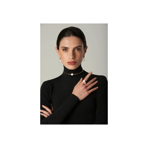 CHOKER PETIT JOLI LUNAIRE GIROCOLLO IN ORO ROSA CON GEMMA PERLA DI LUNA E DIAMANTI - 16563R