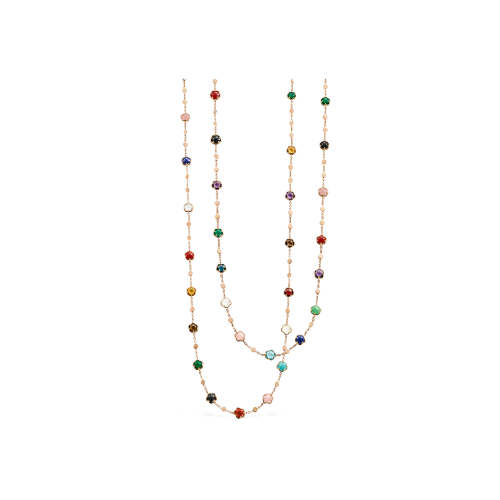 SAUTOIR FIGLIA DEI FIORI IN ORO ROSA CON AGATA VERDE, CORNIOLA ROSSA, ONICE, PIETRA DI LUNA BIANCA, CALCEDONIO ROSA, CITRINO, AMETISTA, TOPAZIO BLU LONDON, QUARZO FUMÉ, TOPAZIO BLU, LAPISLAZZULI, CRISOPRASIO, GRANATO ROSSO, TURCHESE, AGATA BIANCA, CALCEDONIO AZZURRO E DIAMANTI - 16705R