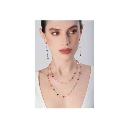 SAUTOIR FIGLIA DEI FIORI IN ORO ROSA CON AGATA VERDE, CORNIOLA ROSSA, ONICE, PIETRA DI LUNA BIANCA, CALCEDONIO ROSA, CITRINO, AMETISTA, TOPAZIO BLU LONDON, QUARZO FUMÉ, TOPAZIO BLU, LAPISLAZZULI, CRISOPRASIO, GRANATO ROSSO, TURCHESE, AGATA BIANCA, CALCEDONIO AZZURRO E DIAMANTI - 16705R