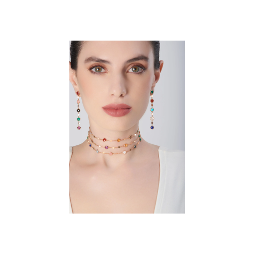 SAUTOIR FIGLIA DEI FIORI IN ORO ROSA CON AGATA VERDE, CORNIOLA ROSSA, ONICE, PIETRA DI LUNA BIANCA, CALCEDONIO ROSA, CITRINO, AMETISTA, TOPAZIO BLU LONDON, QUARZO FUMÉ, TOPAZIO BLU, LAPISLAZZULI, CRISOPRASIO, GRANATO ROSSO, TURCHESE, AGATA BIANCA, CALCEDONIO AZZURRO E DIAMANTI - 16705R