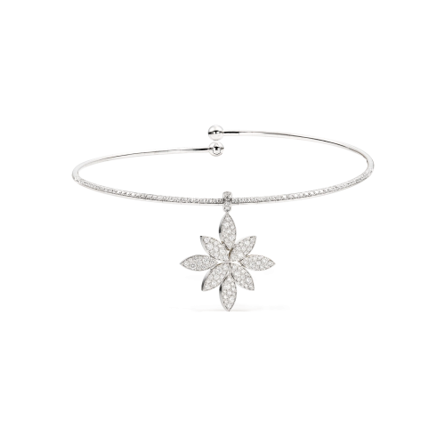 CHOKER GHIRLANDA LUCE DI LOTO IN ORO BIANCO E DIAMANTI - 16728B