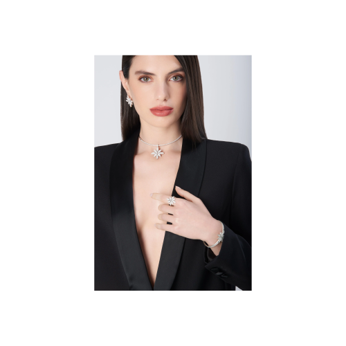 CHOKER GHIRLANDA LUCE DI LOTO IN ORO BIANCO E DIAMANTI - 16728B