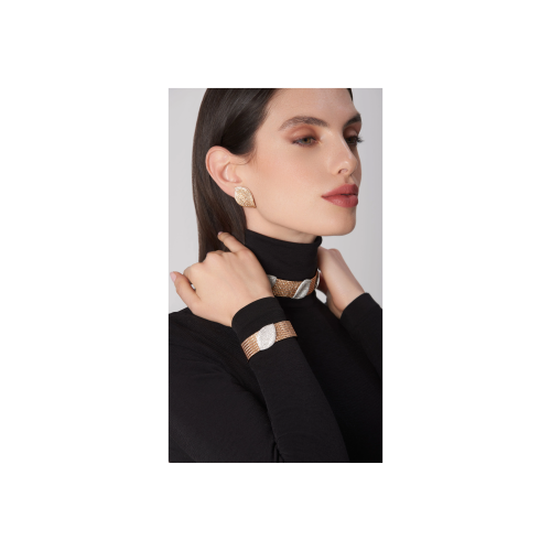 ORECCHINI XL ALELUIÁ IN ORO ROSA CON DIAMANTI BIANCHI E CHAMPAGNE - 16622R