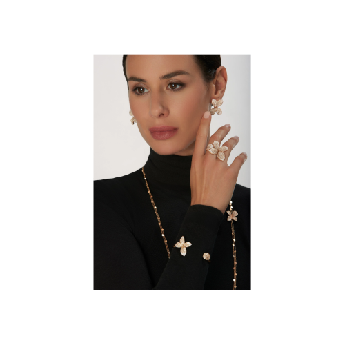 ANELLO GIARDINI SEGRETI MEDIO IN ORO ROSA CON DIAMANTI BIANCHI E CHAMPAGNE - 15084R