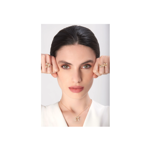 ANELLO PETIT GARDEN FIORE MEDIO IN ORO ROSA CON DIAMANTI - 15376R