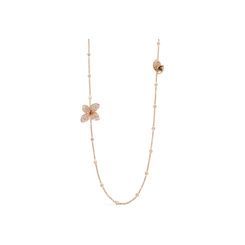 COLLANA GIARDINI SEGRETI OPERA IN ORO ROSA CON DIAMANTI BIANCHI E CHAMPAGNE - 16711R