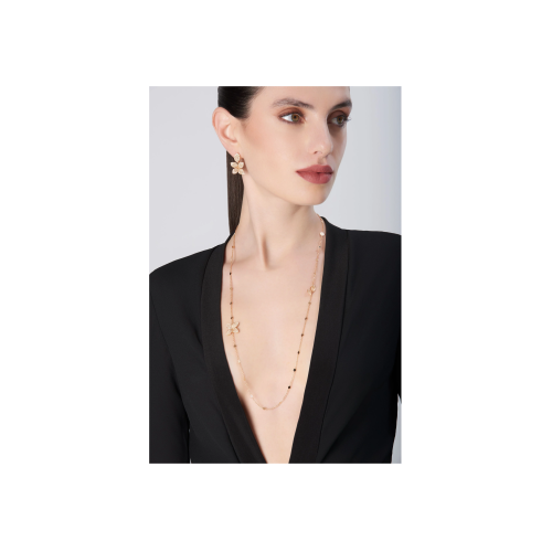 COLLANA GIARDINI SEGRETI OPERA IN ORO ROSA CON DIAMANTI BIANCHI E CHAMPAGNE - 16711R