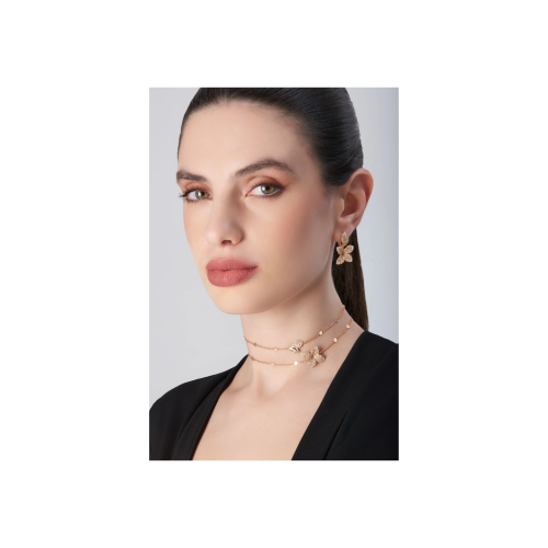 COLLANA GIARDINI SEGRETI OPERA IN ORO ROSA CON DIAMANTI BIANCHI E CHAMPAGNE - 16711R