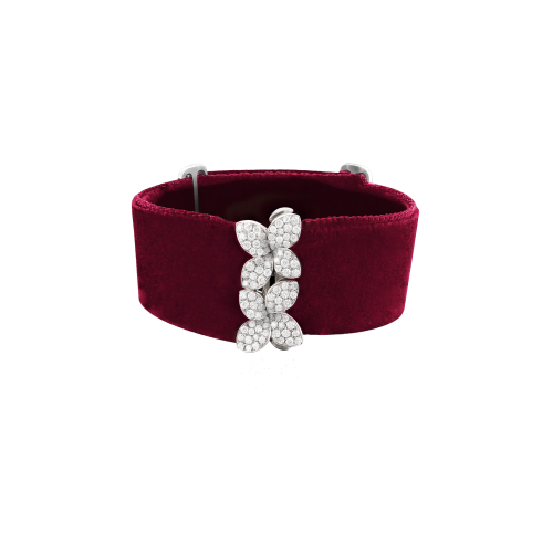 BRACCIALE GODDESS GARDEN IN ORO BIANCO CON DIAMANTI E CINTURINO IN VELLUTO - 16091B