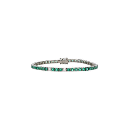 Accedi alla scheda di Bartorelli Italian Jewels BRACCIALE TENNIS IN ORO BIANCO CON SMERALDI E SATELLITI DIAMANTI - 417-Q335