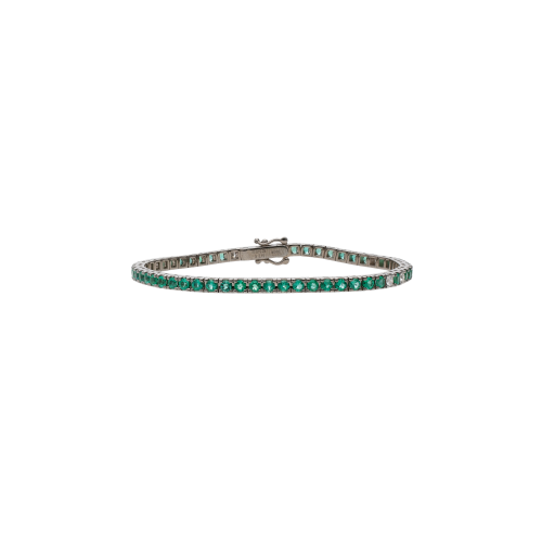 Accedi alla scheda di Bartorelli Italian Jewels BRACCIALE TENNIS IN ORO BIANCO CON SMERALDI E SATELLITI DIAMANTI - 417-Q295