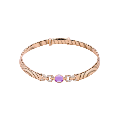 Accedi alla scheda di Bulgari COLLANA BULGARI TUBOGAS CON AMETISTA CENTRALE E PAV&Eacute; DI DIAMANTI - CL860607
