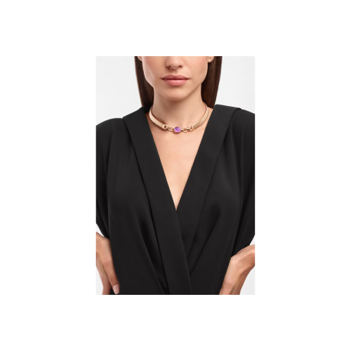 Accedi alla scheda di Bulgari COLLANA BULGARI TUBOGAS CON AMETISTA CENTRALE E PAV&Eacute; DI DIAMANTI - CL860607