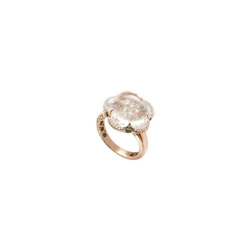 Accedi alla scheda di Pasquale Bruni ANELLO BON TON IN ORO ROSA CON CRISTALLO DI ROCCA, DIAMANTI BIANCHI E CHAMPAGNE - 16109R