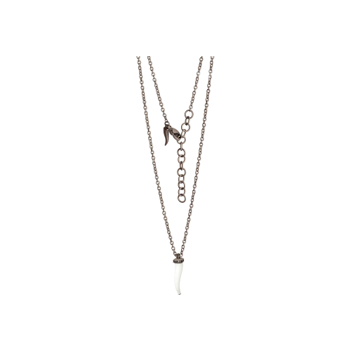 Accedi alla scheda di Mano | J . COLLANA LINEA CHARMS CON CORNETTO BIANCO, 5 DIAMANTI BLACK E CATENA - CHGIRT5BPENKPEN_BIANCO