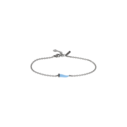 Accedi al prodotto correlato Mano | J . BRACCIALE CHARMS UOMO LUCKY HORN CON CORNETTO MINI SMALTATO AZZURRO IN TITANIO, 3 BLACK E CATENA - BRC1011