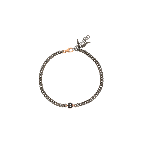 Accedi alla scheda di Mano | J . BRACCIALE CON CATENA GROUMETTE IN TITANIO, LETTERA B IN ORO ROSA E DIAMANTI  NERI - KATBRRGBBGROUM_B - KATBRRGBBGROUM_B