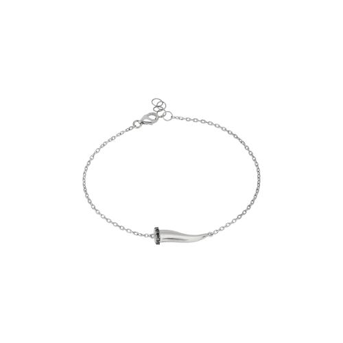 Accedi alla scheda di Mano | J . BRACCIALE CHARMS UOMO LUCKY HORN IN ORO BIANCO CON CORNETTO IN ORO BIANCO, 7 BLACK E CATENA - CHBROB7BBRK9KT