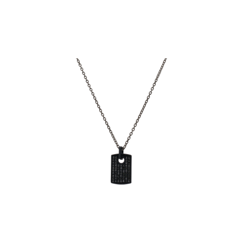 Accedi alla scheda di Mano | J . COLLANA IN TITANIO GRIGIO, MOSCHETTONE IN ORO ROSA, TARGHETTA IN TITANIO NERO CON PAV&Eacute; DI DIAMANTI NERI - TNCOT4001