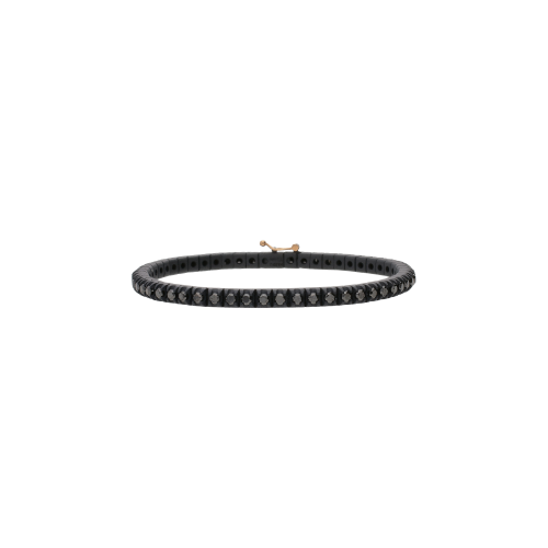 Accedi alla scheda di Mano | J . BRACCIALE TENNIS IN TITANIO NERO CON CHIUSURA IN ORO ROSA E DIAMANTI NERI - TNBTD2001