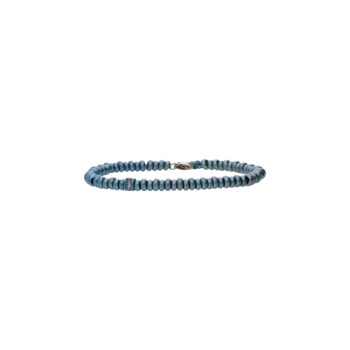 Accedi alla scheda di Mano | J . BRACCIALE UOMO CON ANELLINI IN TITANIO ANODIZZATO AZZURRO E CERCHIETTO CENTRALE CON ZAFFIRI ROSA - ABR4001