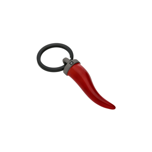 Accedi al prodotto correlato Mano | J . PORTACHIAVI IN TITANIO CON CORNETTO GRANDE SMALTATO ROSSO E DIAMANTE BLACK DA 3 PUNTI - MINPCHTBPCH_ROSSO