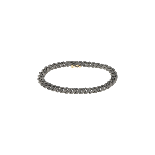 Accedi al prodotto correlato Mano | J . BRACCIALE GROUMETTE ALTERNATO IN TITANIO CON DIAMANTI NERI E ORO 18 KT - GR6BRALTBSN