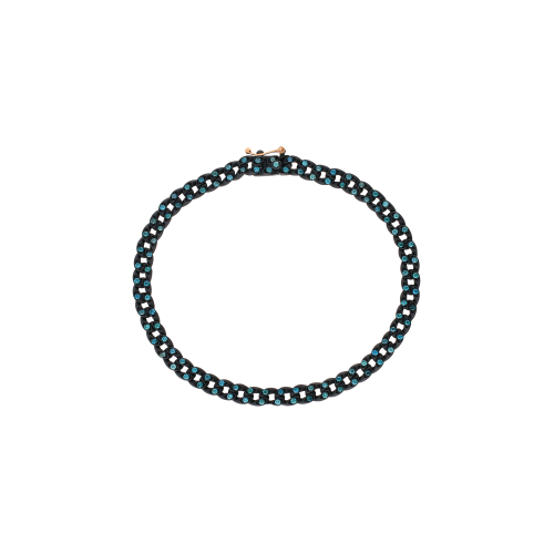 Accedi al prodotto correlato Mano | J . BRACCIALE GROUMETTE MINI IN TITANIO NERO E DIAMANTI BLU - TNBG1005