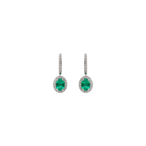 Accedi alla scheda di Bartorelli Italian Jewels ORECCHINI A MONACHELLA IN ORO BIANCO CON PENDENTI ROSETTA SMERALDI E DIAMANTI - 234-3523-4