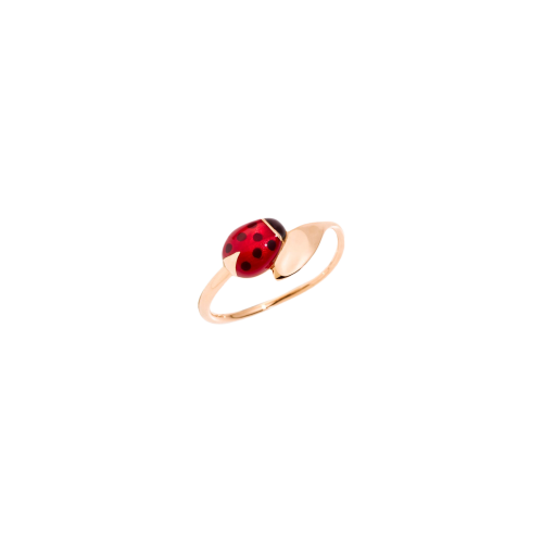 DODO GOOD KUCK - ANELLO COCCINELLA  IN ORO ROSA E SMALTO - ADCOC/9/K