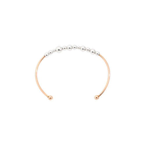 DODO BOLLICINE - CUFF BOLLICINE - BRACCIALE CUFF IN ORO ROSA CON SFERE IN ARGENTO - DBBALL12/9/A - DBC1000BOLLI0009A