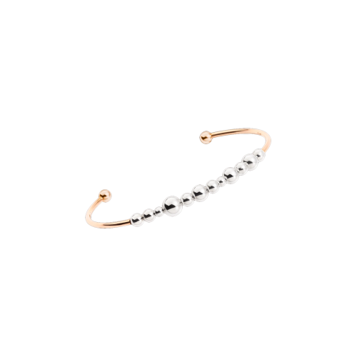 DODO BOLLICINE - CUFF BOLLICINE - BRACCIALE CUFF IN ORO ROSA CON SFERE IN ARGENTO - DBBALL12/9/A - DBC1000BOLLI0009A