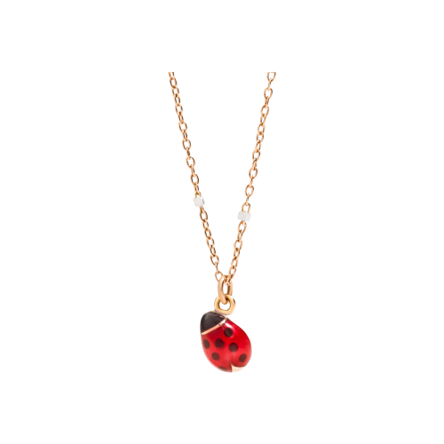DODO GOOD LUCK - COLLANA MINI COCCINELLA IN ORO ROSA, ORO BIANCO E SMALTI - DCLLP/COCPP/9/K
