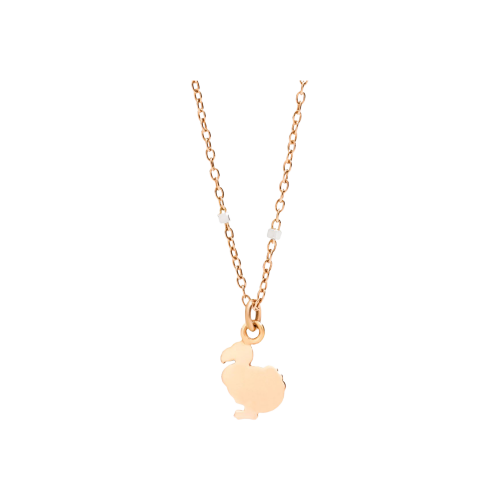 GIROCOLLO MINI DODO - CATENINA CON CIONDOLO IN ORO ROSA 9 KT E ORO BIANCO 9 KT - DCLLP/DOPP/9/K