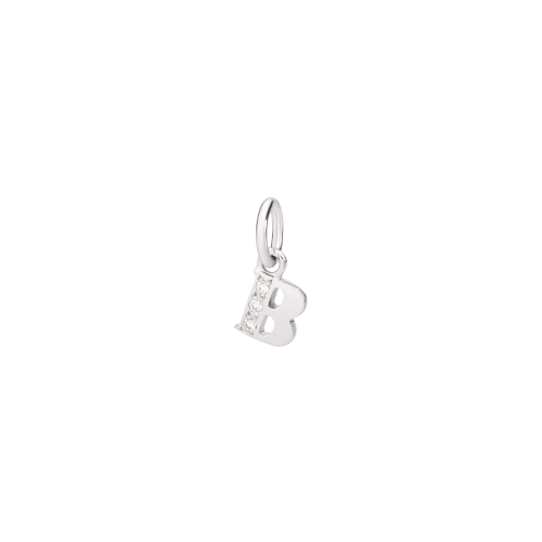 DODO ALFABETO - CIONDOLO LETTERA B PREZIOSO IN ORO BIANCO E DIAMANTI - DLETPOB/B/B
