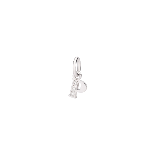 DODO LETTERE - CIONDOLO LETTERA P PREZIOSO IN ORO BIANCO E DIAMANTI - DLETPOB/B/P