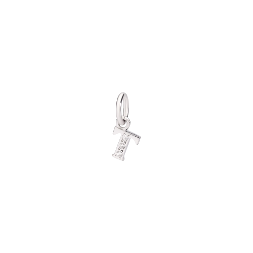 DODO LETTERE - CIONDOLO LETTERA T PREZIOSO IN ORO BIANCO E DIAMANTI - DLETPOB/B/T